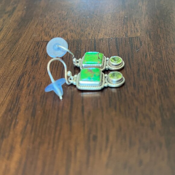 925 Silver and Peridot Earrings - Picture 4 of 5